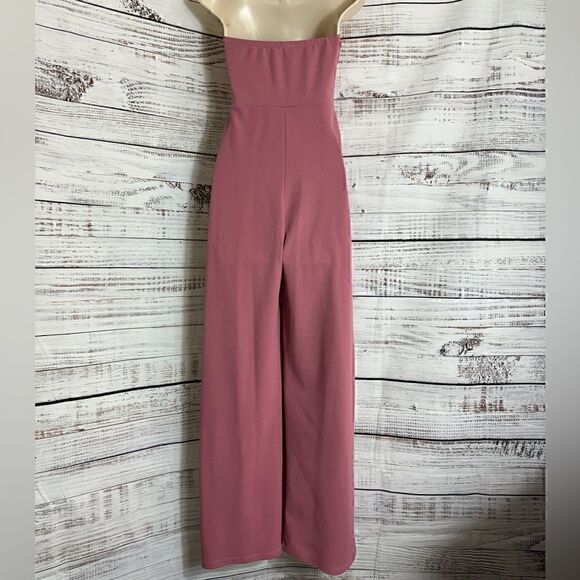 Windsor jumpsuit womens size Small twist front cut out strapless mauve Stretch - Picture 5 of 11